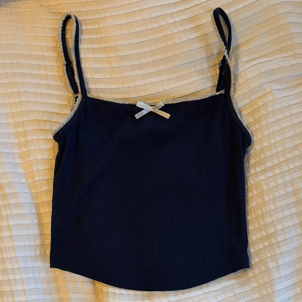 Chic Navy Camisole with Bow Accent